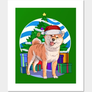 Shiba Inu Dog Cute Santa Christmas Gift Posters and Art